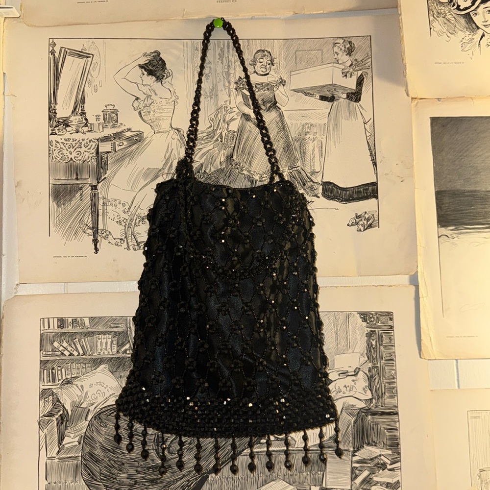 Vintage black beaded mini bag
